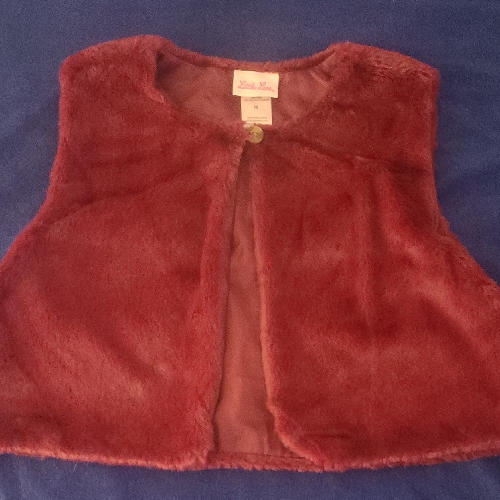 Little Lass Kids Plush Vest - Deep Red